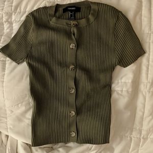 Olive green ribbed t-shirt, Forever 21, NWOT, S